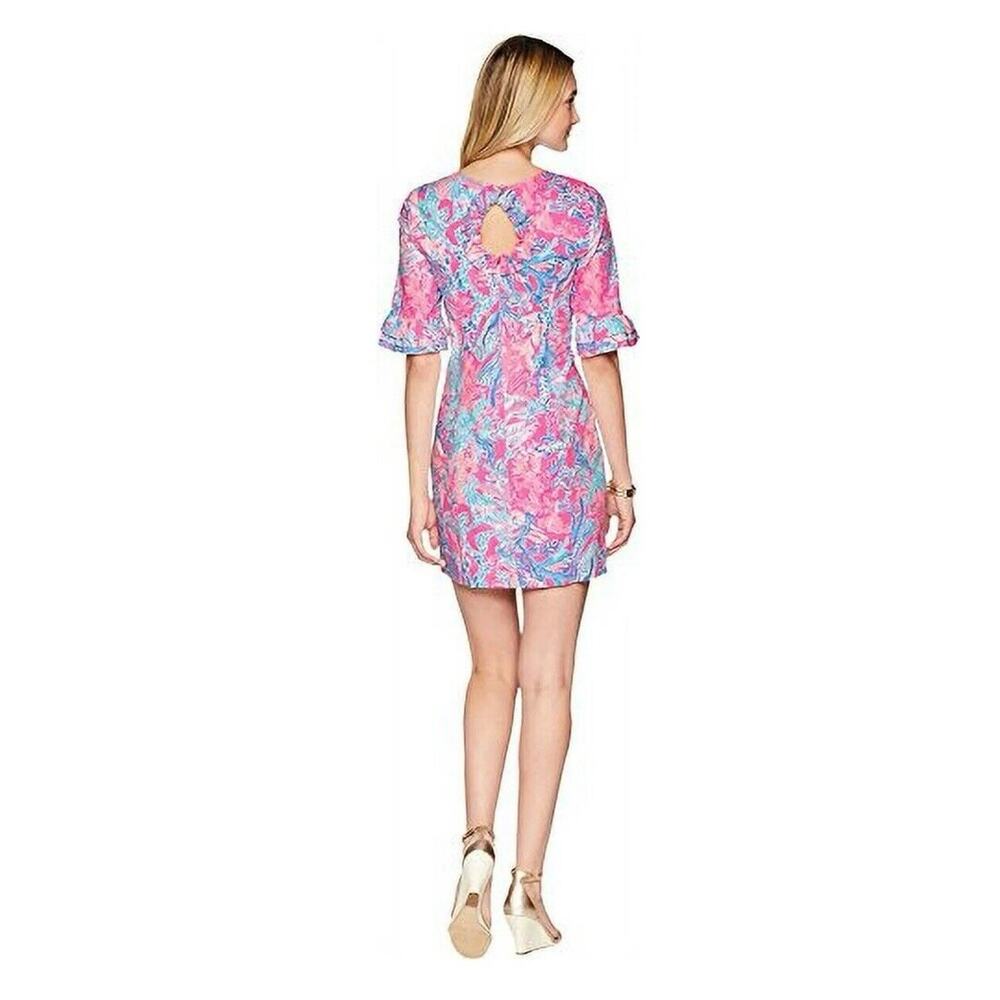 Lilly Pulitzer Dress Size 0 Light Pascha Pink Aquadesiac Fiesta Stretch Tropical - Picture 7 of 13